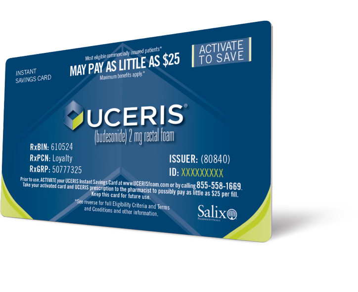 image of the UCERIS Instant Savings Card